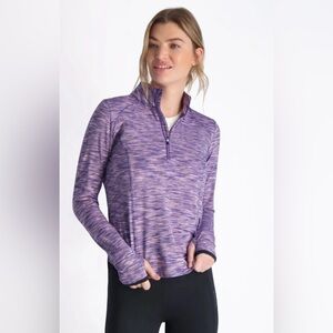 Zero Restriction Shae Zip Mock Midnight purple pink space dye small EUC
